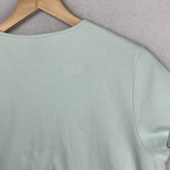 EILEEN FISHER Top M Cotton Interlock Jersey Crew Neck Short Sleeve Green - Picture 7 of 13